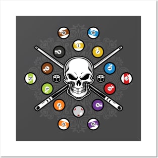 BILLIARDS SKULL COOL POOL PLAYER Posters and Art